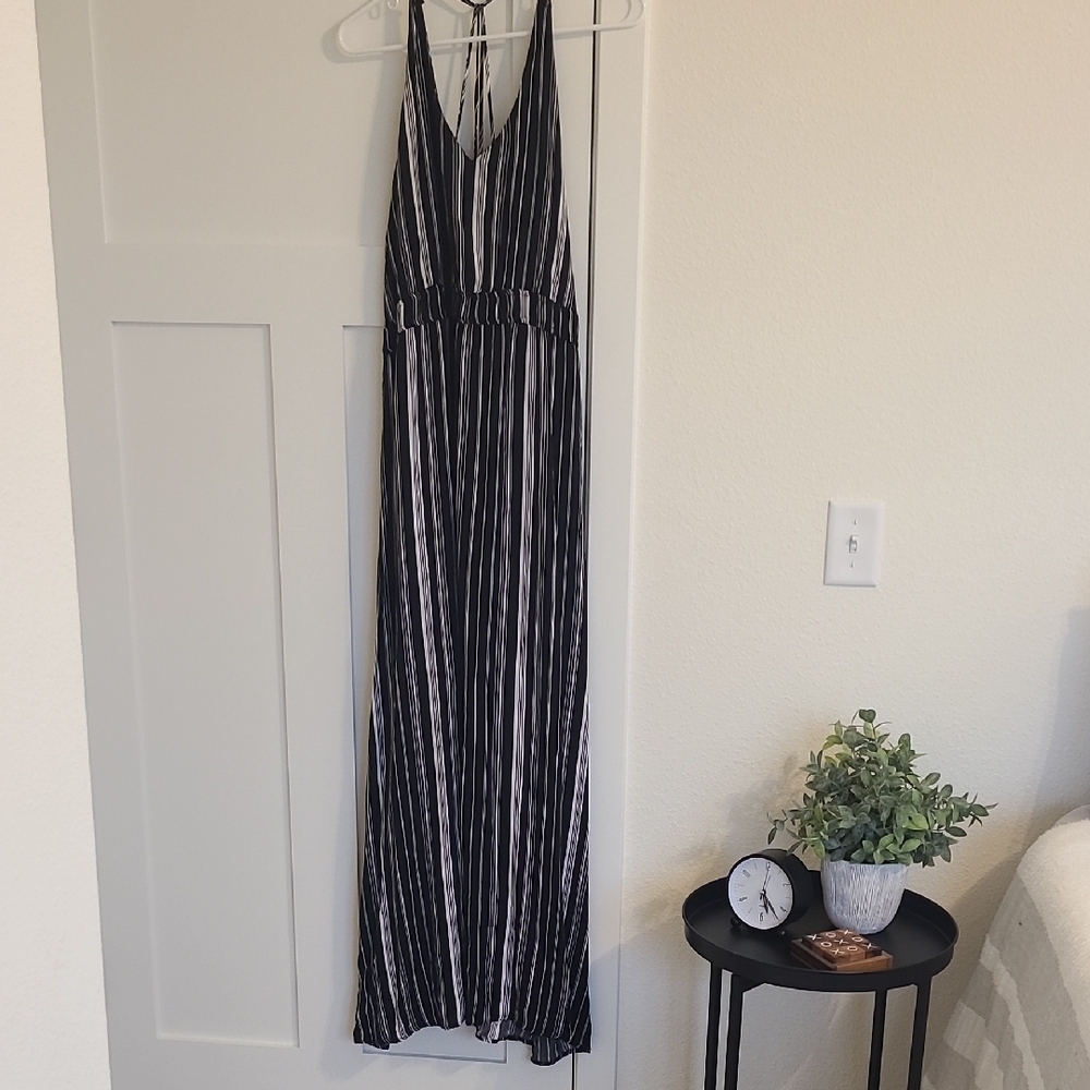 Black and White Striped Maxi Dress